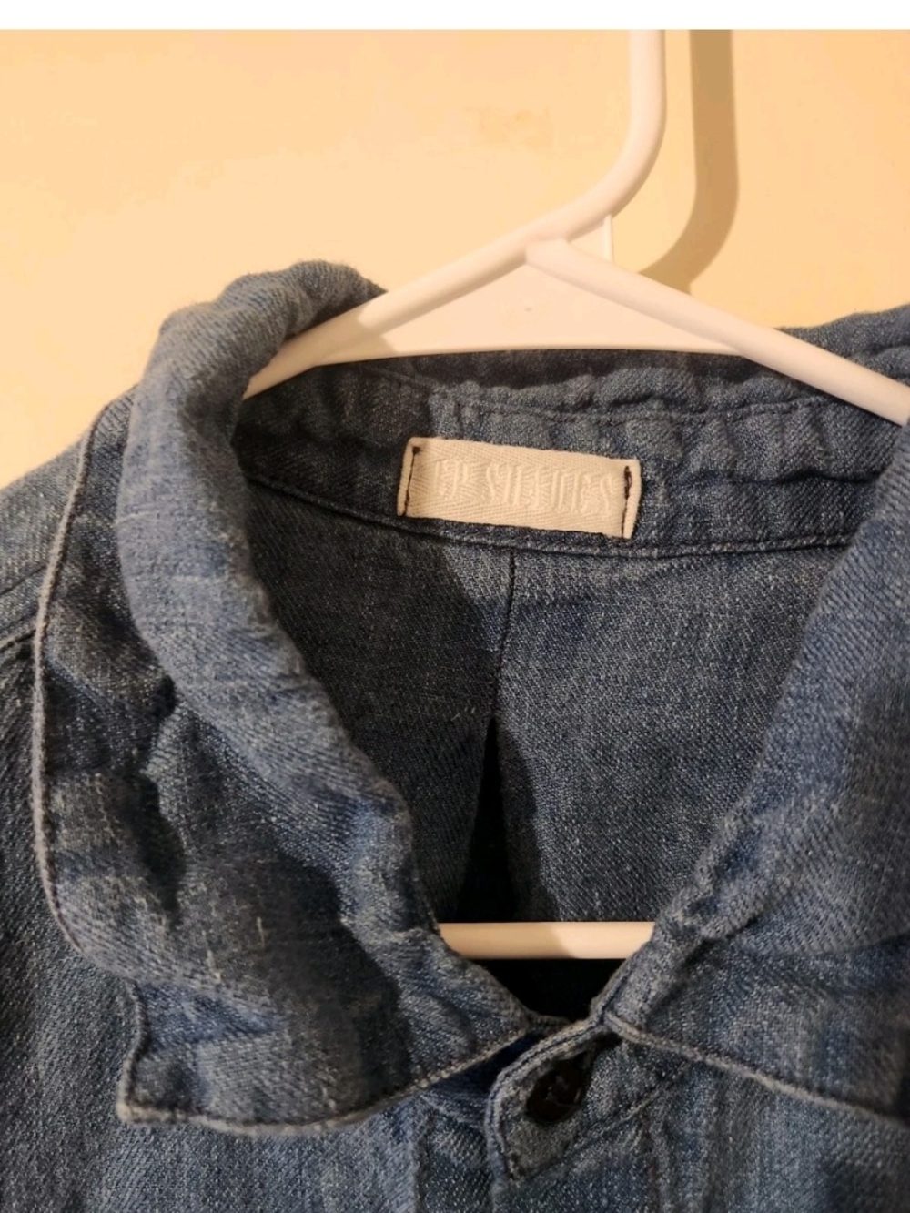 CP Shades Wash Denim Blue Button-Up Linen Shirt B:52" - Picture 2 of 13